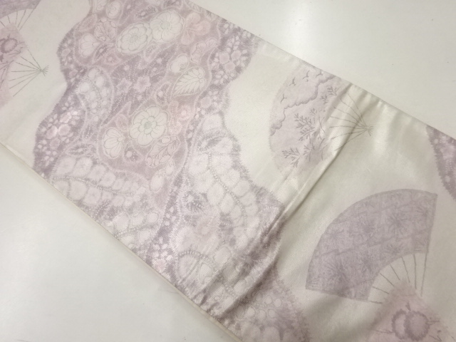 リサイクル　道長取に梅・扇模様袋帯